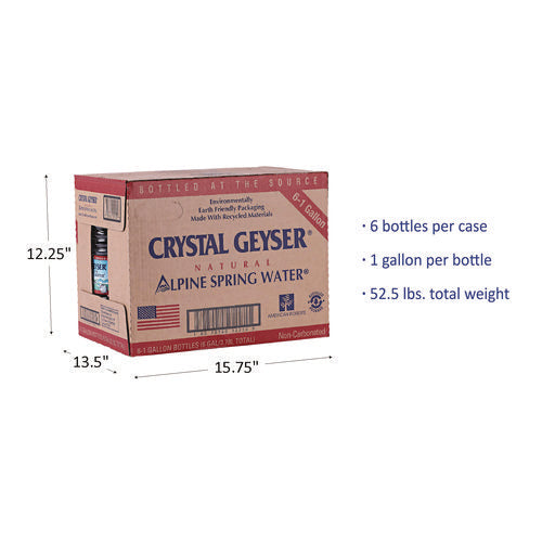 Image of Crystal Geyser® Alpine Spring Water, 1 Gal Bottle, 6/Carton, 48 Cartons/Pallet