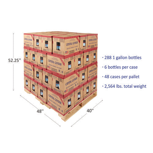 Image of Crystal Geyser® Alpine Spring Water, 1 Gal Bottle, 6/Carton, 48 Cartons/Pallet