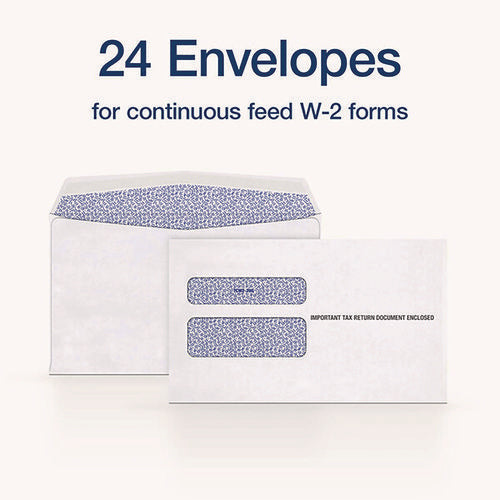 Image of TOPS W-2 Laser Double Window Envelope, Commercial Flap, Gummed Closure, 5.63 X 9, White, 24/pack