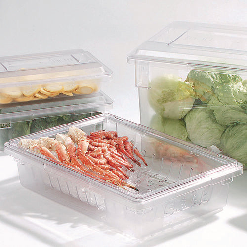 Image of Carlisle StorPlus Polycarbonate Food Storage Container Colander, 18 x 26, Clear, Plastic
