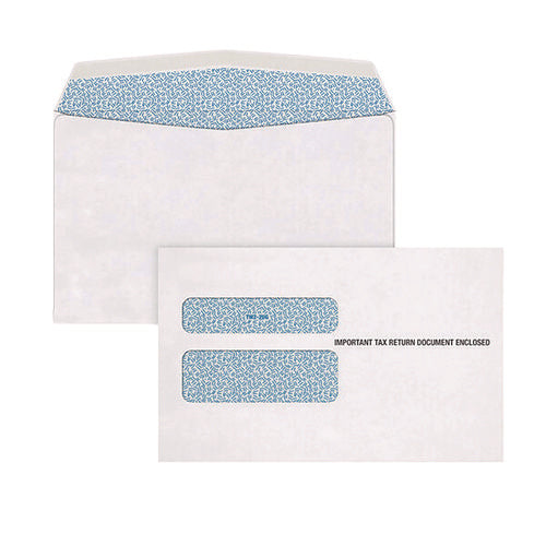 Image of Adams® W-2 Gummed Seal Double-Window Envelopes, Commercial Flap, Gummed Closure, 5.63 x 9, White, 24/Pack