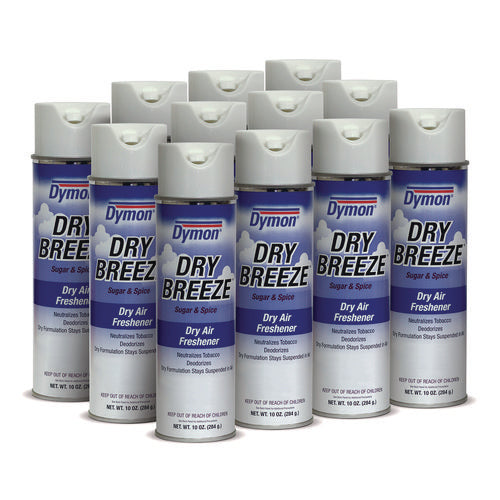 Image of Dymon® Dry Breeze Aerosol Air Freshener, Sugar And Spice, 10 Oz Aerosol Spray, 12/carton