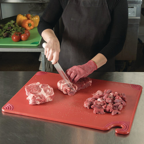 Image of San Jamar® Saf-T-Grip Cutting Board, Plastic, 24 x 18, x 0.5, Red