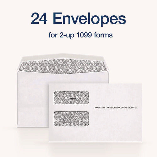 Image of TOPS 1099 Double Window Envelope, Commercial Flap, Gummed Closure, 5.63 x 9, White, 24/Pack