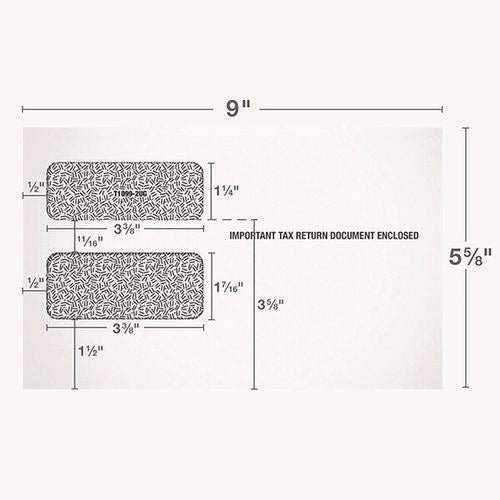 Image of TOPS 1099 Double Window Envelope, Commercial Flap, Gummed Closure, 5.63 x 9, White, 24/Pack