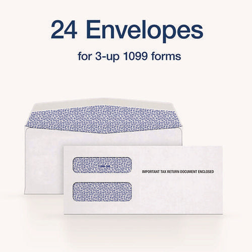 Image of TOPS 1099 Double Window Envelope, Commercial Flap, Gummed Closure, 3.75 x 8.75, White, 24/Pack