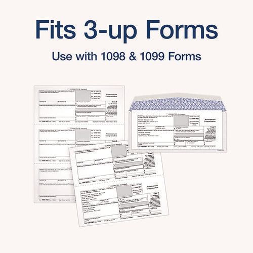 Image of TOPS 1099 Double Window Envelope, Commercial Flap, Gummed Closure, 3.75 x 8.75, White, 24/Pack