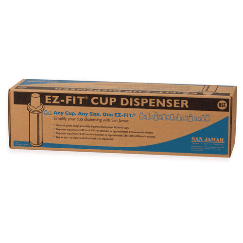 Image of San Jamar® EZ-FIT ONE-SIZE-FITS-ALL CUP DISPENSER, FOR 8 OZ TO 46 OZ CUPS, BLACK