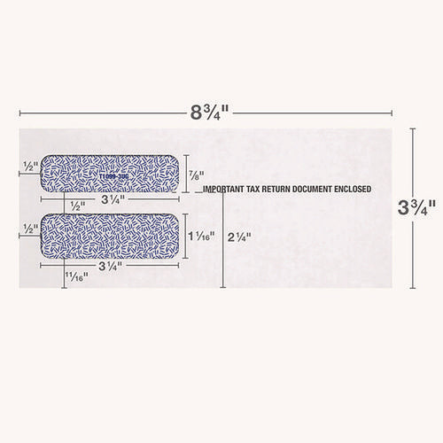 Image of TOPS 1099 Double Window Envelope, Commercial Flap, Gummed Closure, 3.75 x 8.75, White, 24/Pack