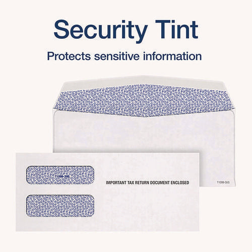 Image of TOPS 1099 Double Window Envelope, Commercial Flap, Gummed Closure, 3.75 x 8.75, White, 24/Pack