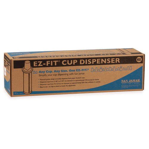 Image of San Jamar® EZ-FIT ONE-SIZE-FITS-ALL CUP DISPENSER, FOR 8 OZ TO 46 OZ CUPS, BLACK