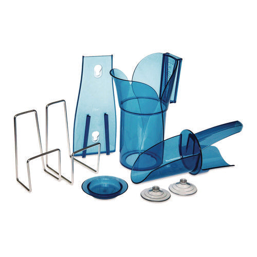 Image of San Jamar® Saf-T-Scoop and Guardian System for Ice Machines, 12 oz to 16 oz Ice Scoop, Transparent Blue, 50/Carton