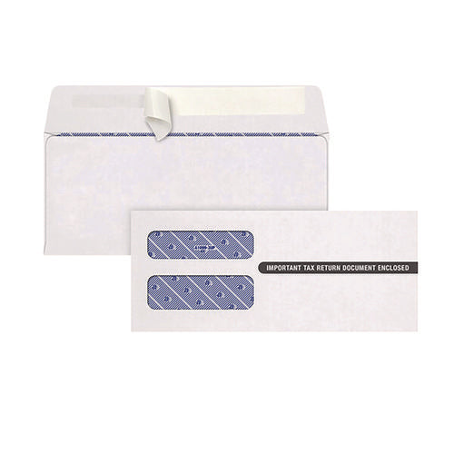 Image of TOPS 1099 Double Window Envelope, Commercial Flap, Self-Adhesive Closure, 3.75 x 8.75, White, 24/Pack