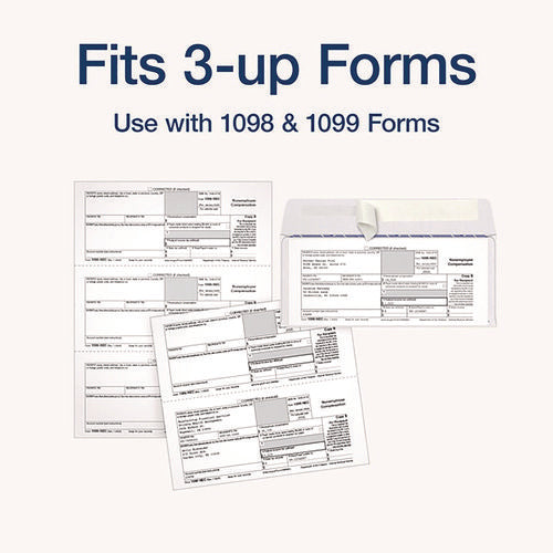 Image of TOPS 1099 Double Window Envelope, Commercial Flap, Self-Adhesive Closure, 3.75 x 8.75, White, 24/Pack