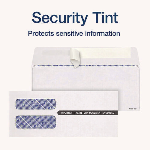 Image of TOPS 1099 Double Window Envelope, Commercial Flap, Self-Adhesive Closure, 3.75 x 8.75, White, 24/Pack