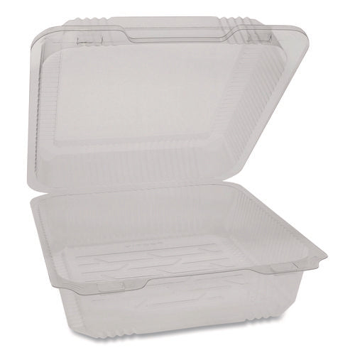 Image of Pactiv Evergreen SmartLock PET Hinged Lid Bakery Container, 8.75 x 8.25 x 3.63, Clear, Plastic, 200/Carton