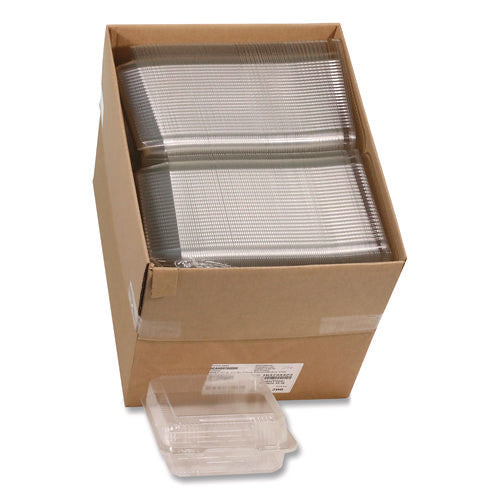 Image of Pactiv Evergreen SmartLock PET Hinged Lid Bakery Container, 8.75 x 8.25 x 3.63, Clear, Plastic, 200/Carton