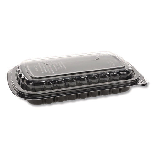 Image of Pactiv Evergreen MealMaster Rib Container, 10 x 7.1 x 2.1, Black/Clear, Plastic, 90/Carton