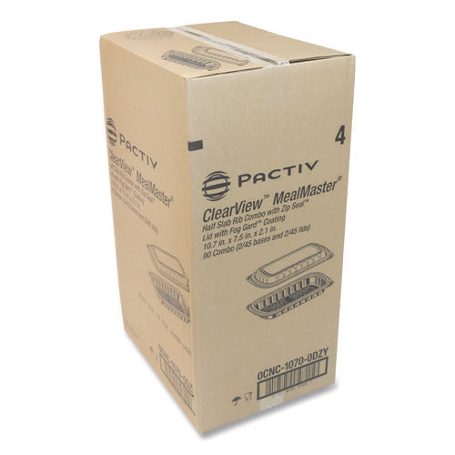 Image of Pactiv Evergreen MealMaster Rib Container, 10 x 7.1 x 2.1, Black/Clear, Plastic, 90/Carton
