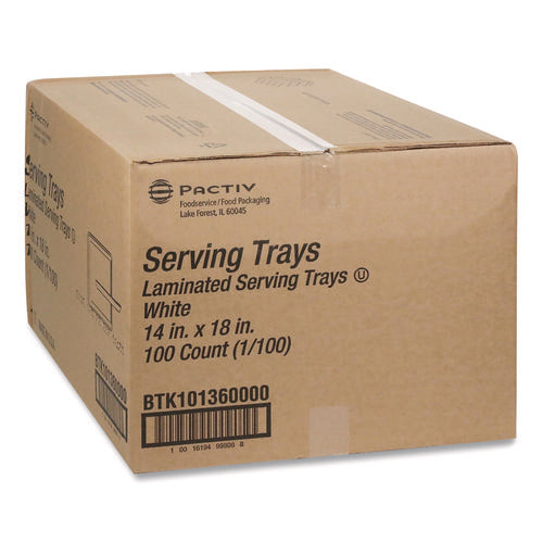 Image of Pactiv Evergreen Laminated Foam Serving Tray, 18 x 14, White, 100/Carton