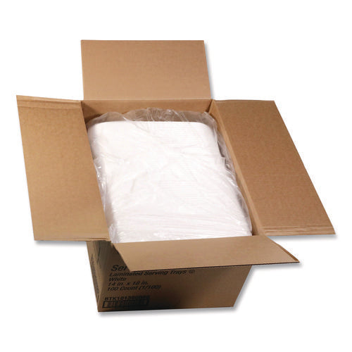 Image of Pactiv Evergreen Laminated Foam Serving Tray, 18 x 14, White, 100/Carton