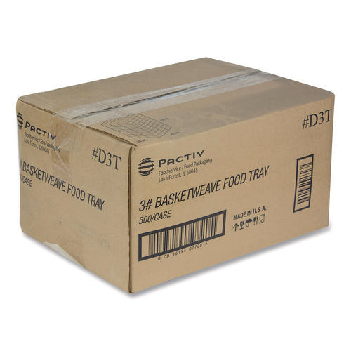 Image of Pactiv Evergreen Paperboard Food Tray, 3 lb, 7.75 x 5.1 x 2.1, Red/White, 500/Carton