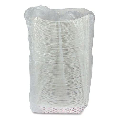 Image of Pactiv Evergreen Paperboard Food Tray, 3 lb, 7.75 x 5.1 x 2.1, Red/White, 500/Carton