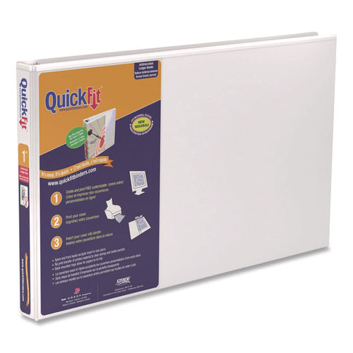Image of Stride Quickfit Ledger D-Ring View Binder, 3 Rings, 1" Capacity, 11 X 17, White