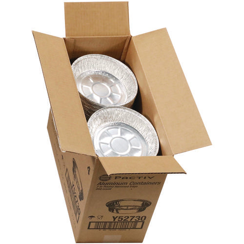 Image of Pactiv Evergreen Aluminum Take-Out Container, 24 oz, 7" Diameter x 1.53" h, Silver, 250/Carton