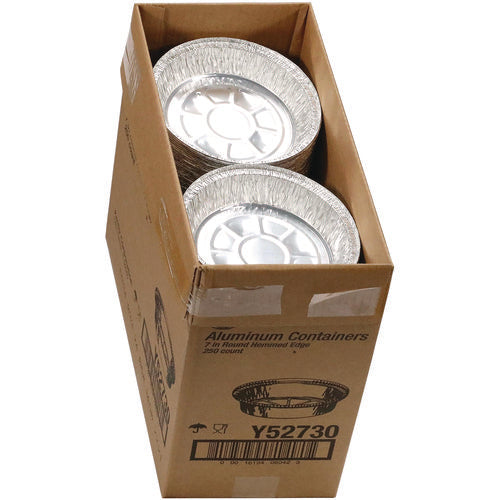 Image of Pactiv Evergreen Aluminum Take-Out Container, 24 oz, 7" Diameter x 1.53" h, Silver, 250/Carton