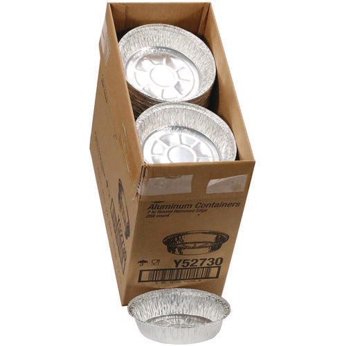 Image of Pactiv Evergreen Aluminum Take-Out Container, 24 oz, 7" Diameter x 1.53" h, Silver, 250/Carton
