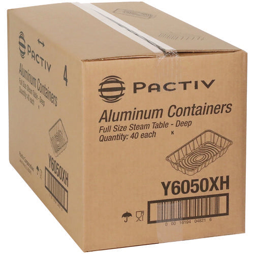 Image of Pactiv Evergreen Aluminum Steam Table Pan, Full-Size Deep, 3.4" Deep, 19.6 x 11.6, 40/Carton
