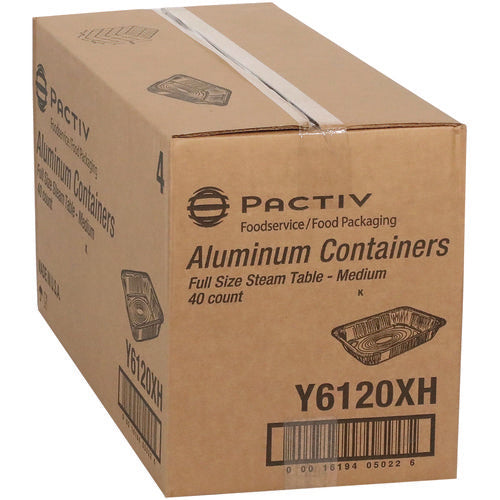 Image of Pactiv Evergreen Aluminum Steam Table Pan, Full-Size Medium, 2.2" Deep, 19.6 x 11.6, 40/Carton