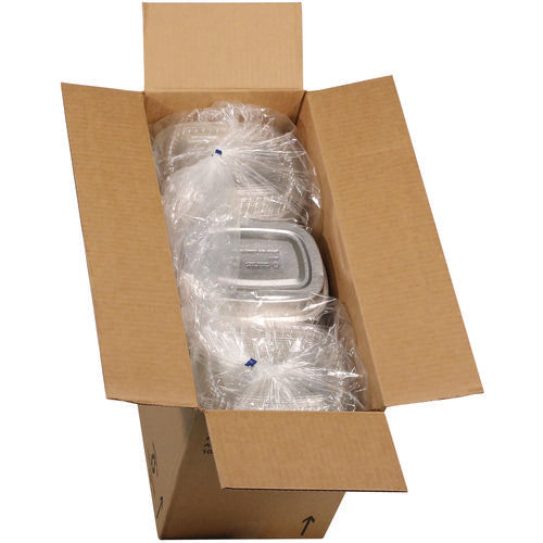 Image of Pactiv Evergreen Classic Carry-Out Container with PET Dome Lid, 22 oz, 8.2 x 6.2 x 1.3, Silver/Clear, Aluminum, 100/Carton