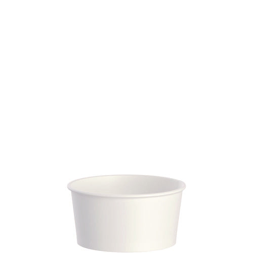 Image of SOLO® Double Poly Paper Food Container, 6 oz, 3.83" Diameter x 1.99" h, White, 1,000/Carton