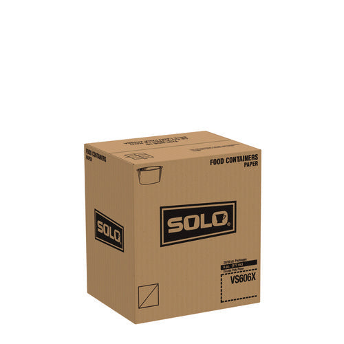 Image of SOLO® Double Poly Paper Food Container, 6 oz, 3.83" Diameter x 1.99" h, White, 1,000/Carton