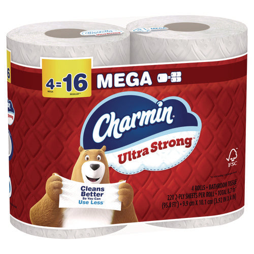 Image of Charmin® Ultra Strong Bathroom Tissue, Septic Safe, 2-Ply, White, 220 Sheet/Roll, 4/Pack, 8 Packs/Carton