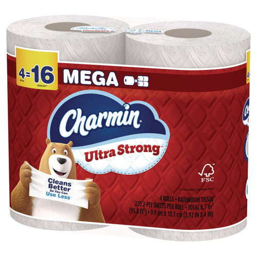 Image of Charmin® Ultra Strong Bathroom Tissue, Septic Safe, 2-Ply, White, 220 Sheet/Roll, 4/Pack, 8 Packs/Carton