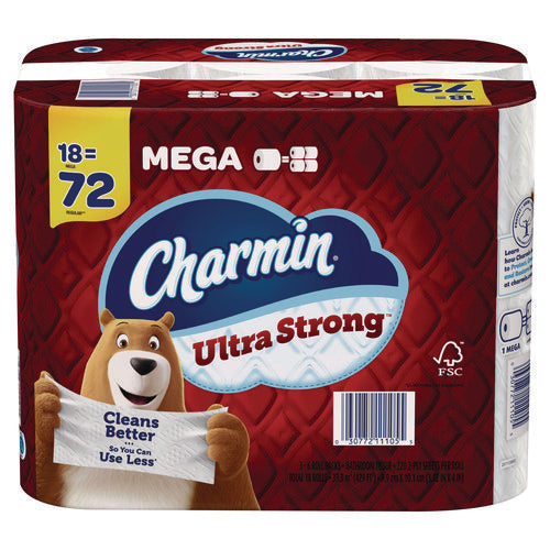 Image of Charmin® Ultra Strong Bathroom Tissue, Septic Safe, 2-Ply, White, 220 Sheet/Roll, 18/Pack