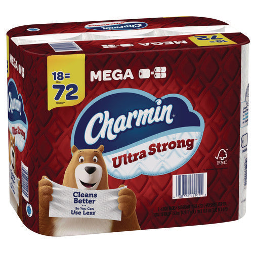 Image of Charmin® Ultra Strong Bathroom Tissue, Septic Safe, 2-Ply, White, 220 Sheet/Roll, 18/Pack
