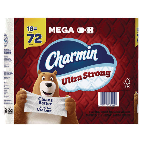 Image of Charmin® Ultra Strong Bathroom Tissue, Septic Safe, 2-Ply, White, 220 Sheet/Roll, 18/Pack