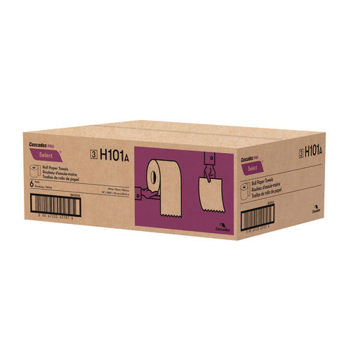 Image of Cascades PRO Select Roll Paper Towels, 1-Ply, 7.88" x 1,000 ft, White, 6/Carton