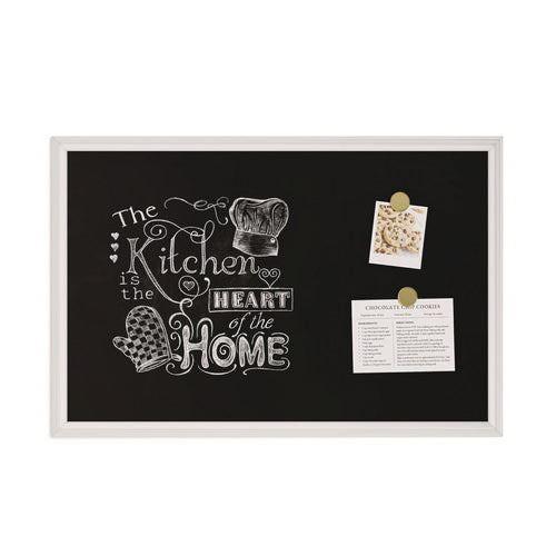 Image of U Brands Magnetic Chalkboard with Decor Frame, 30" x 20", Black Surface, White Wood Frame
