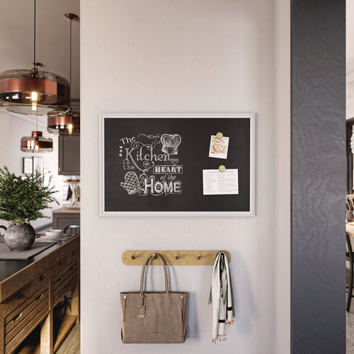 Image of U Brands Magnetic Chalkboard with Decor Frame, 30" x 20", Black Surface, White Wood Frame