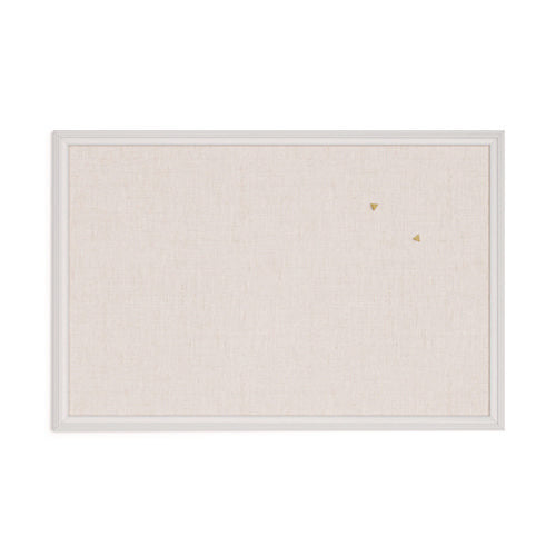 Image of U Brands Linen Bulletin Board with Decor Frame, 30" x 20", Tan Surface, White Wood Frame
