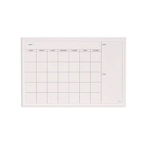 Image of U Brands Magnetic Dry Erase Calendar with Decor Frame, Monthly Planning/Scheduling, 30" x 20", White Surface, White Wood Frame