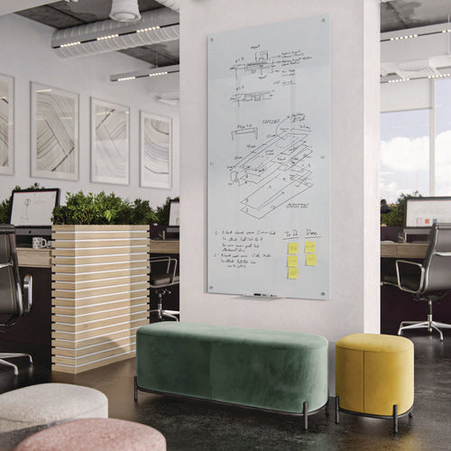 Image of U Brands Glass Dry Erase Board, 72" x 36" (Actual Size: 70" x 35"), White Surface