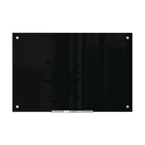 Image of U Brands Black Glass Dry Erase Board, 36" x 24" (Actual Size: 35" x 23"), Black Surface