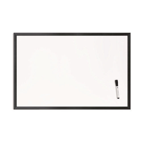Image of U Brands Magnetic Dry Erase Board with Wood Frame, 36" x 24" (Actual Size: 35" x 23"), White Surface, Black Wood Frame