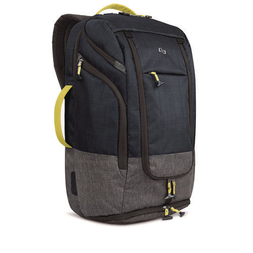Image of Solo Everyday Max Recycled Backpack, Fits Device Up to 17.3", 13 x 8 x 21, Navy Blue/Gray